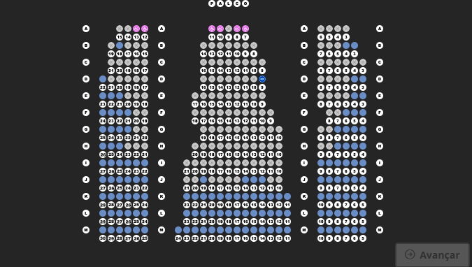 Mapa de poltronas do Teatro TotalEnergies - Plateia A e B